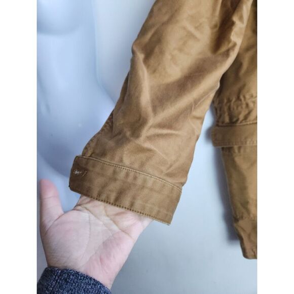 Gap Men Tan Khaki 100% Cotton Mid Length Anorak Utility Full Zip Jacket  Large - Picture 3 of 12